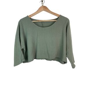 Meo Meli S Green Dolman Sleeve Boat Neck Crop Top Made in Italy